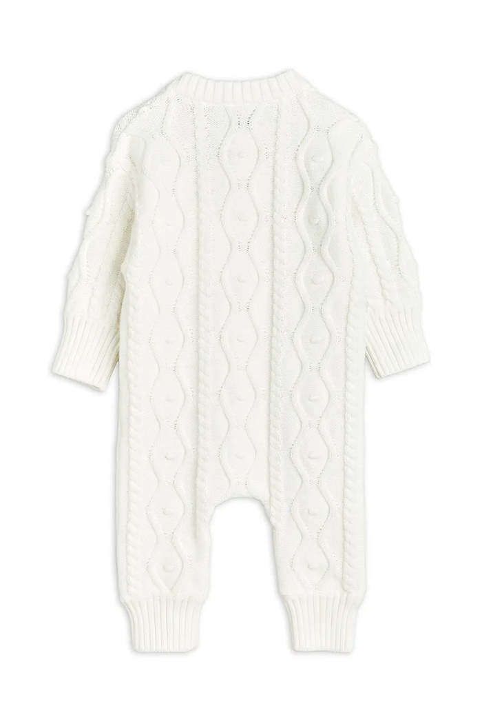 Бебешки памучен къс гащеризон Mini Rodini Panda 2564011011 бял AW25
