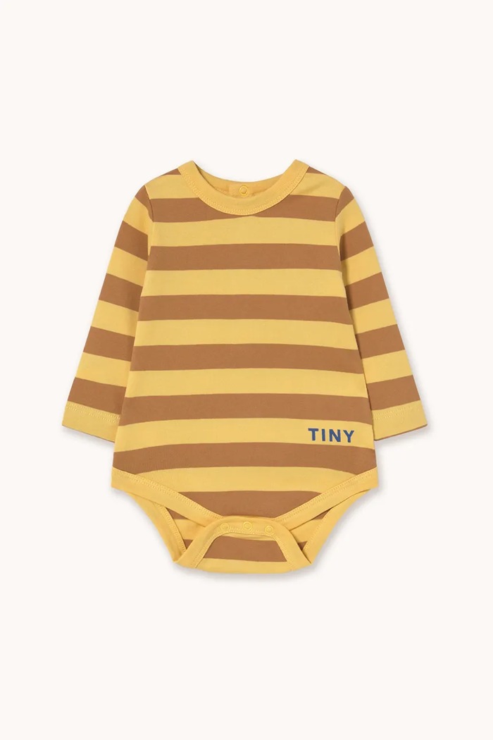 Tinycottons body din bumbac pentru bebeluși STRIPES KNIT BODY Produs pentru bebe galben AW25.021