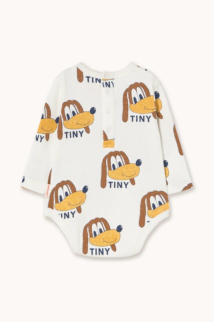 Tinycottons body din bumbac pentru bebeluși DOGS RIB BODY AW25.243 alb AW25