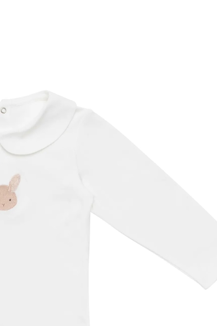 Bavlnené body pre bábätká Donsje Davo Bodysuit Fluffy Bunny biela 3030109