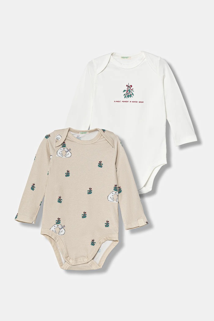 United Colors of Benetton body niemowlęce 2-pack Produkt niemowlęcy beżowy 3DKAAB00U.W.Seasonal