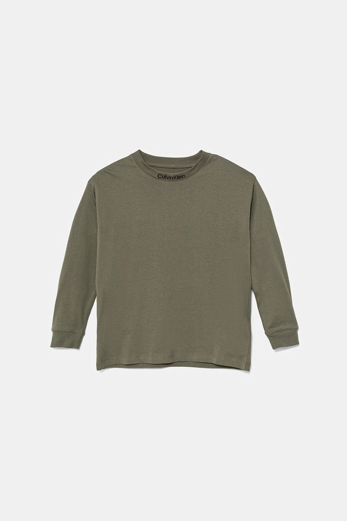 Pamučna majica dugih rukava Calvin Klein Jeans IB0IB02354.9BYA zelena AW25