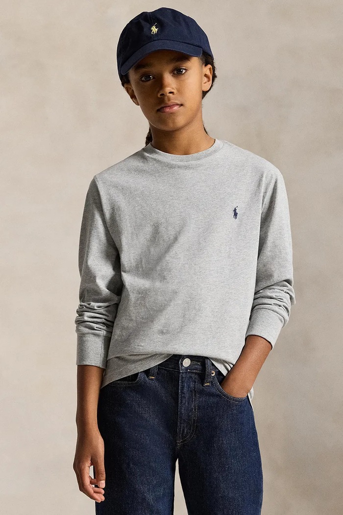 Μακρυμάνικο Polo Ralph Lauren στρογγυλό γκρί 323843804005