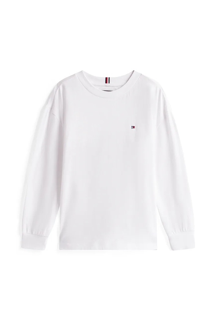 Παιδικό βαμβακερό μακρυμάνικο Tommy Hilfiger KB0KB09846.104.122.9BYA λευκό AW25
