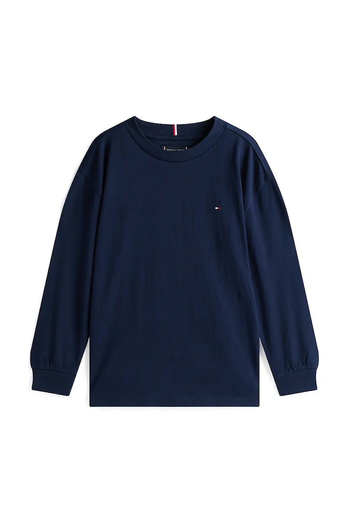 Otroška bombažna majica z dolgimi rokavi Tommy Hilfiger KB0KB09846.104.122.9BYA mornarsko modra AW25