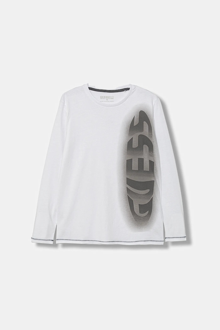 Guess longsleeve bawełniany dziecięcy nadruk biały L5YI02.K8HM4.9BYA