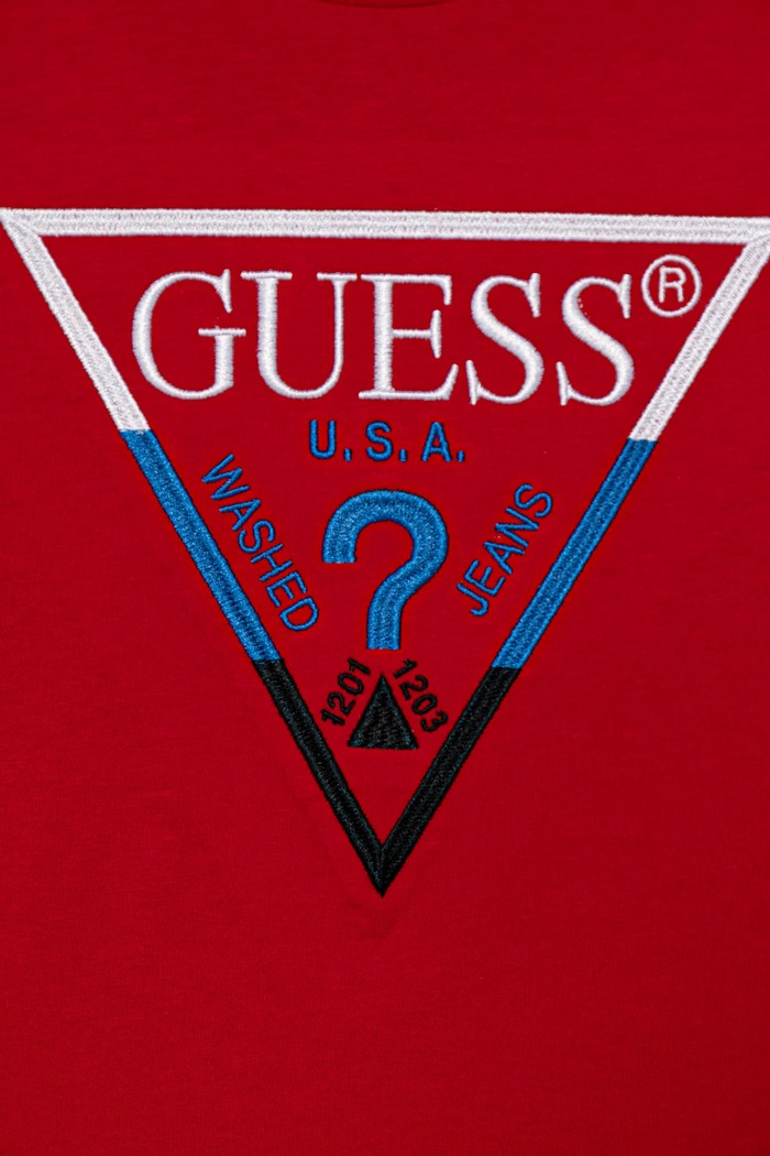 Băieți Guess longsleeve din bumbac pentru copii L5YI06.K8HM4.9BYA rosu