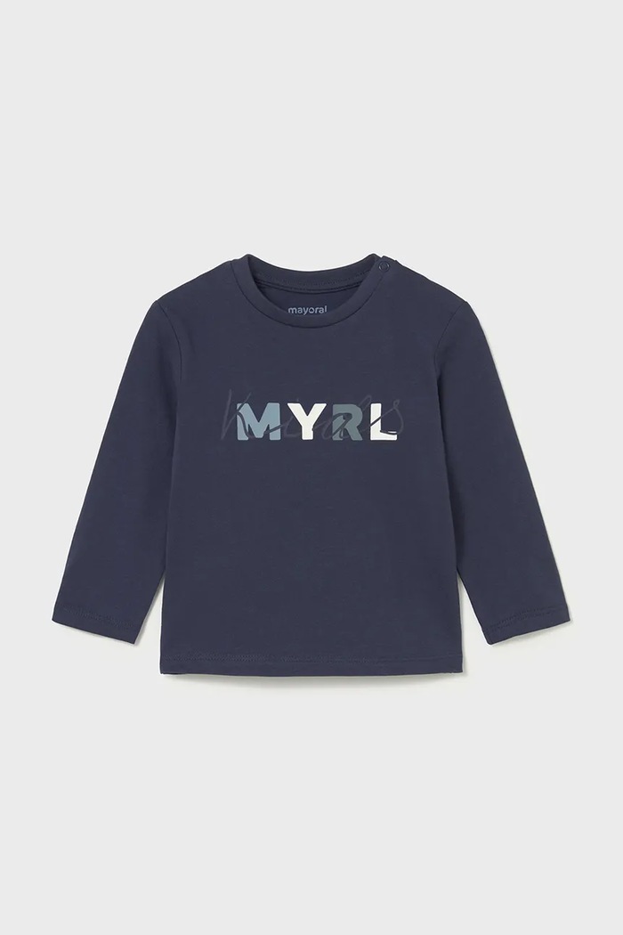 Mayoral longsleeve bawełniany okrągły granatowy 108.3D.Baby.9BYA