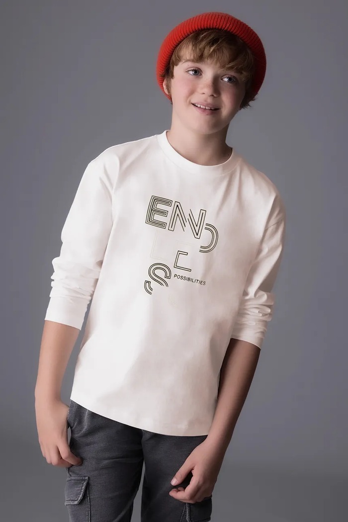 Mayoral longsleeve bumbac alb 842.7E.Junior.9BYA