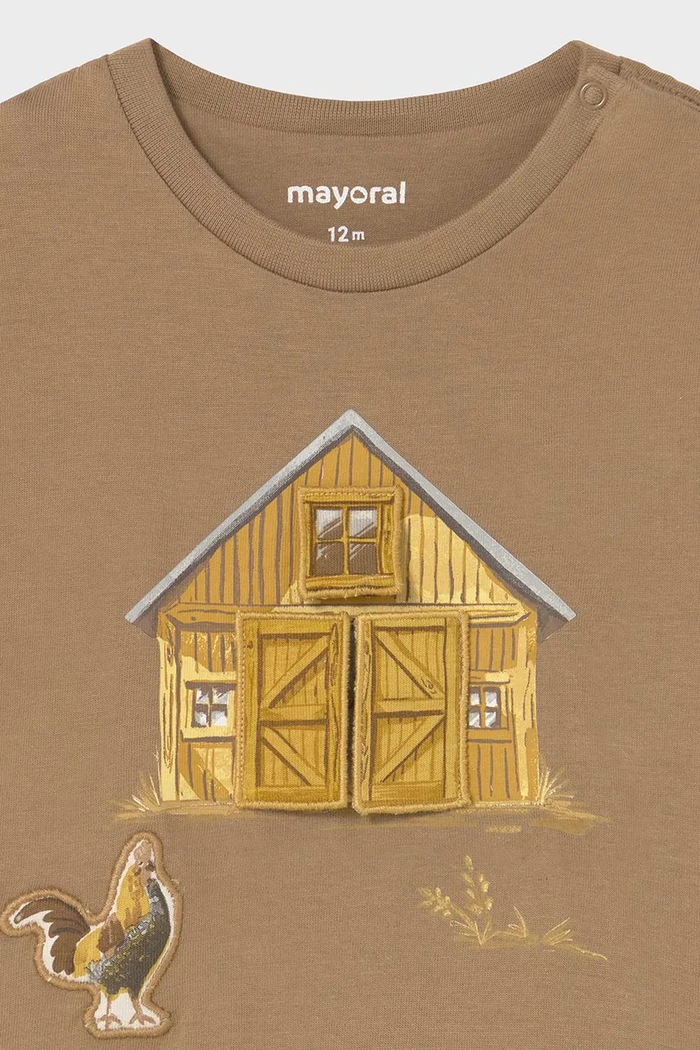 Chlapec Detská bavlnená košeľa s dlhým rukávom Mayoral 2067.3D.Baby.9BYA hnedá