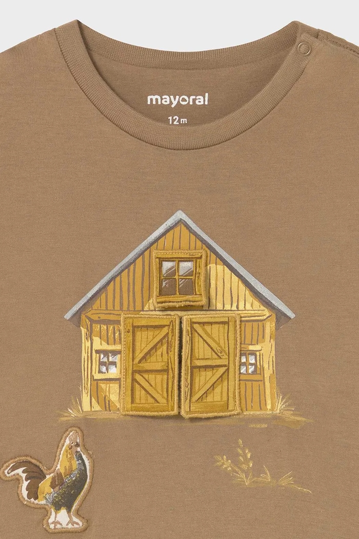 Chlapec Detská bavlnená košeľa s dlhým rukávom Mayoral 2067.3D.Baby.9BYA hnedá