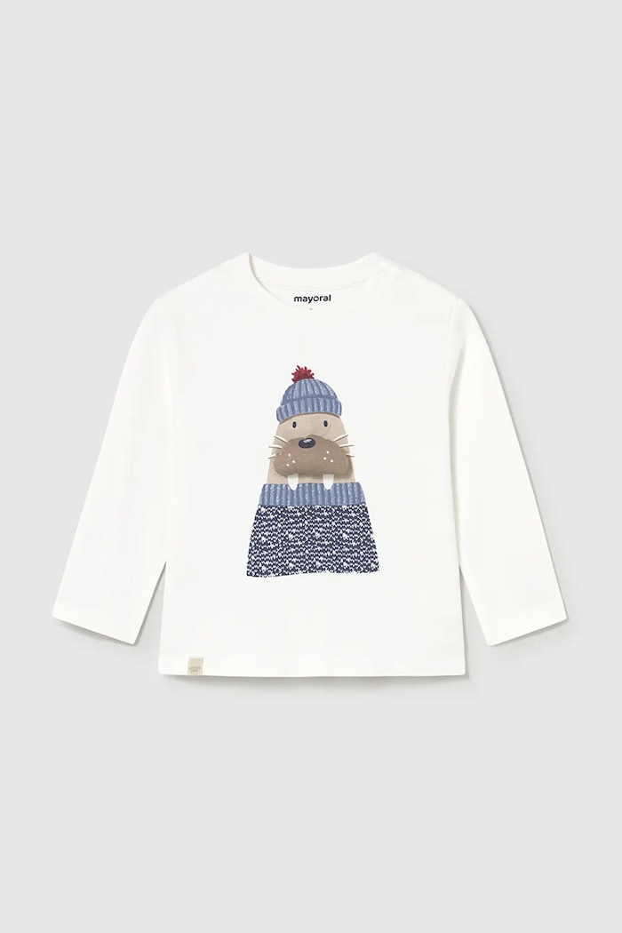 Mayoral longsleeve bawełniany dziecięcy 2070.3E.Baby.9BYA niebieski AW25