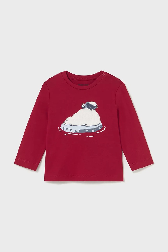 Mayoral longsleeve bawełniany dziecięcy 2071.3E.Baby.9BYA czerwony AW25