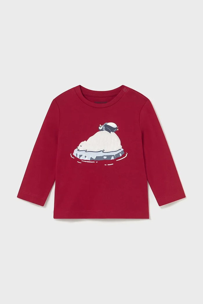 Mayoral longsleeve bawełniany dziecięcy 2071.3E.Baby.9BYA czerwony AW25