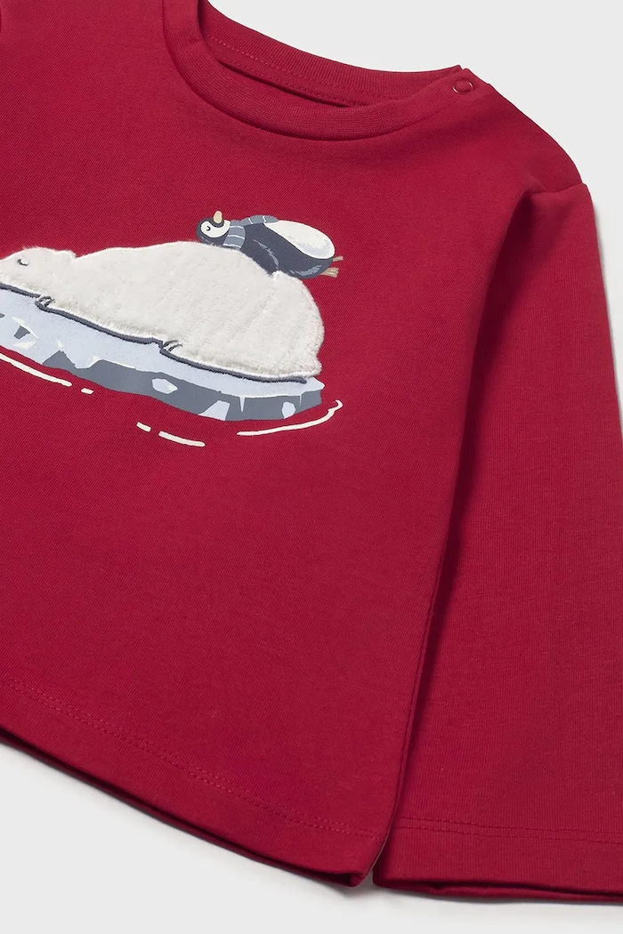 Mayoral longsleeve bawełniany dziecięcy czerwony 2071.3E.Baby.9BYA