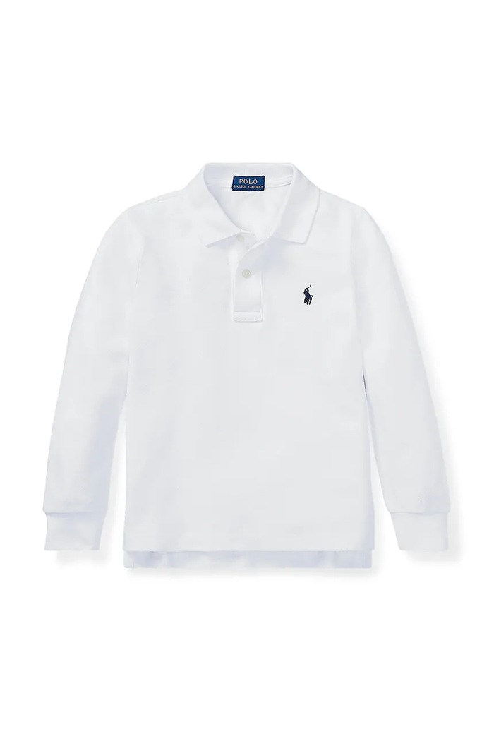 Polo Ralph Lauren longsleeve in cotone bambino/a colletto abbottonato bianco 322703634013