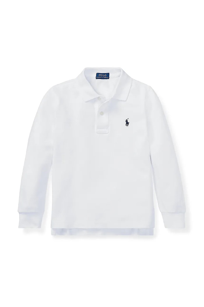 Polo Ralph Lauren longsleeve in cotone bambino/a colletto abbottonato bianco 322703634013
