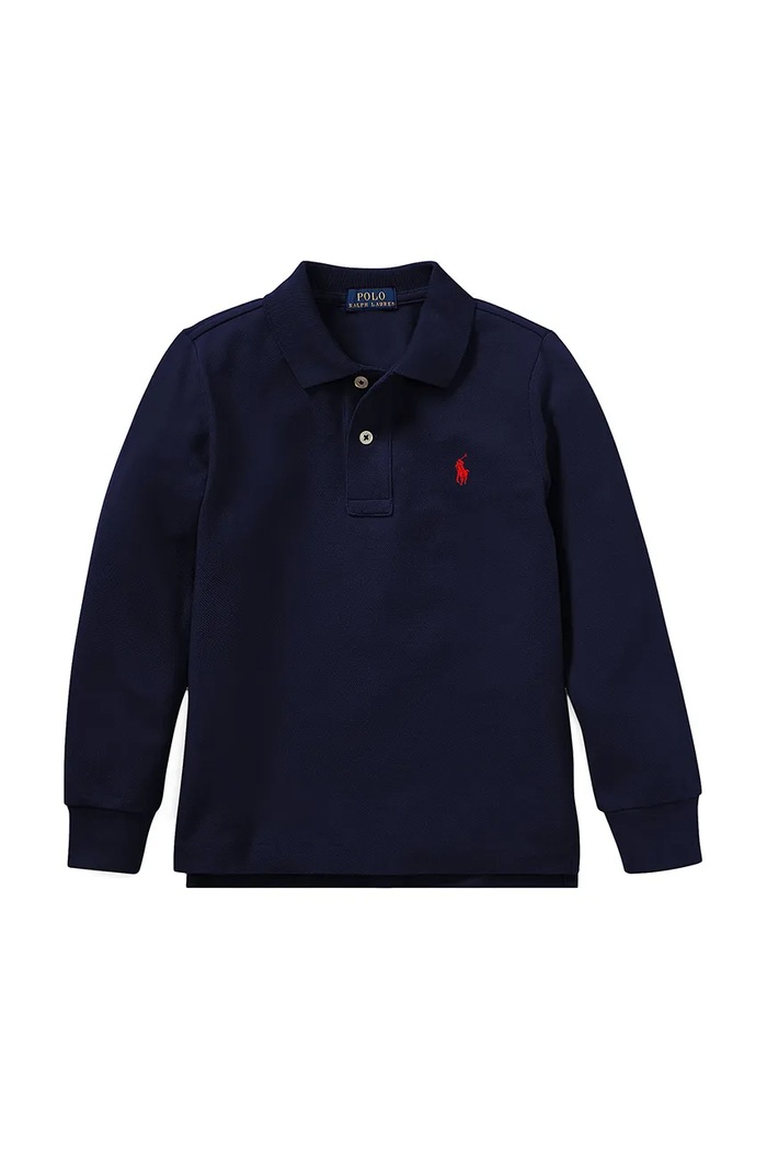 Polo Ralph Lauren longsleeve in cotone bambino/a colletto abbottonato blu navy 322703634032