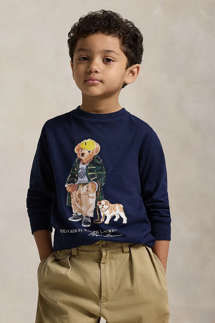 Παιδικό μακρυμάνικο Polo Ralph Lauren στάμπα σκούρο μπλε 322981177001