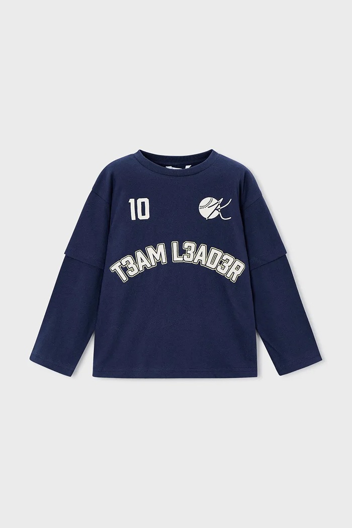 Mayoral longsleeve bawełniany okrągły niebieski 4075.5A.Mini.9BYA