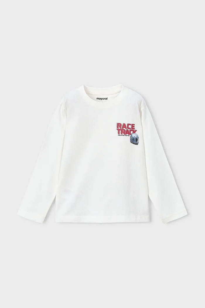 Mayoral longsleeve din bumbac pentru copii print bej 4084.5D.Mini.9BYA