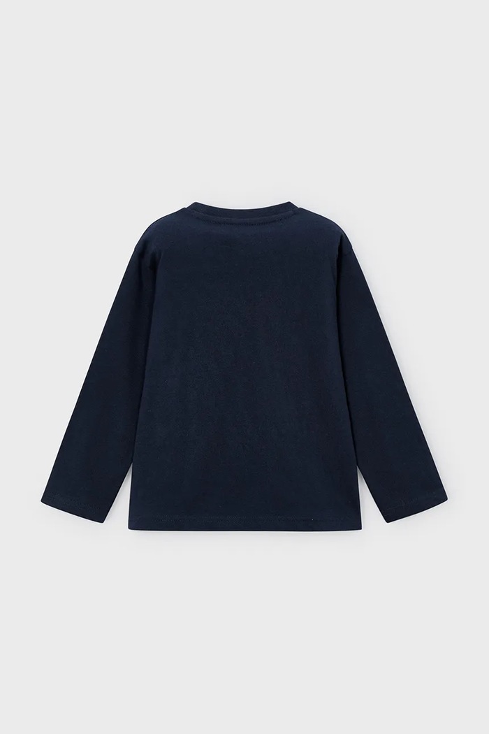 Mayoral longsleeve bawełniany dziecięcy 4086.5D.Mini.9BYA granatowy AW25