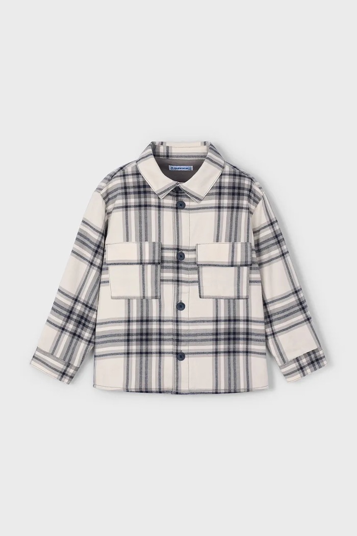 Βαμβακερό πουκάμισο Mayoral 4123.5C.Mini.9BYA γκρί AW25