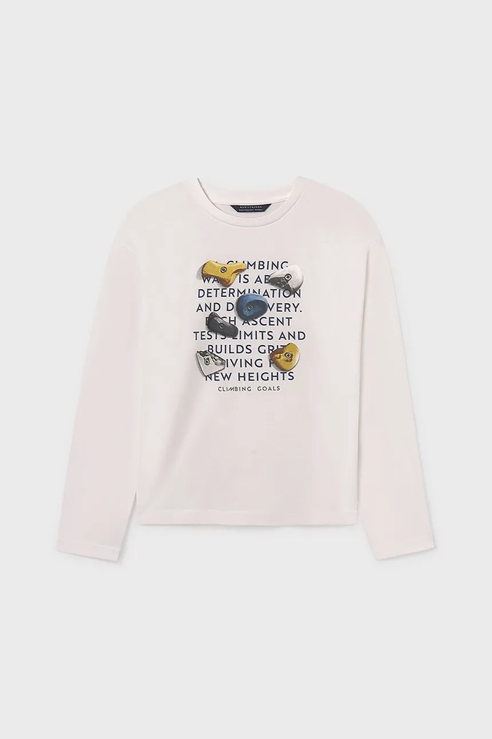 Mayoral longsleeve bawełniany 7006.7B.Junior.9BYA beżowy AW25