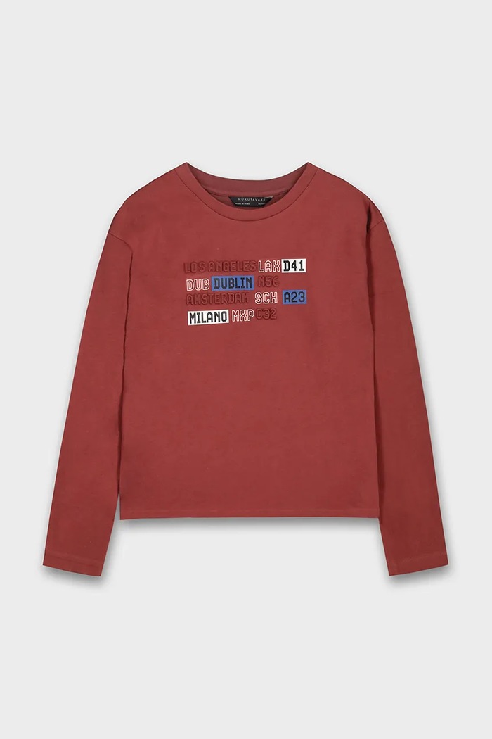 Mayoral longsleeve din bumbac bumbac rosu 7012.7E.Junior.9BYA