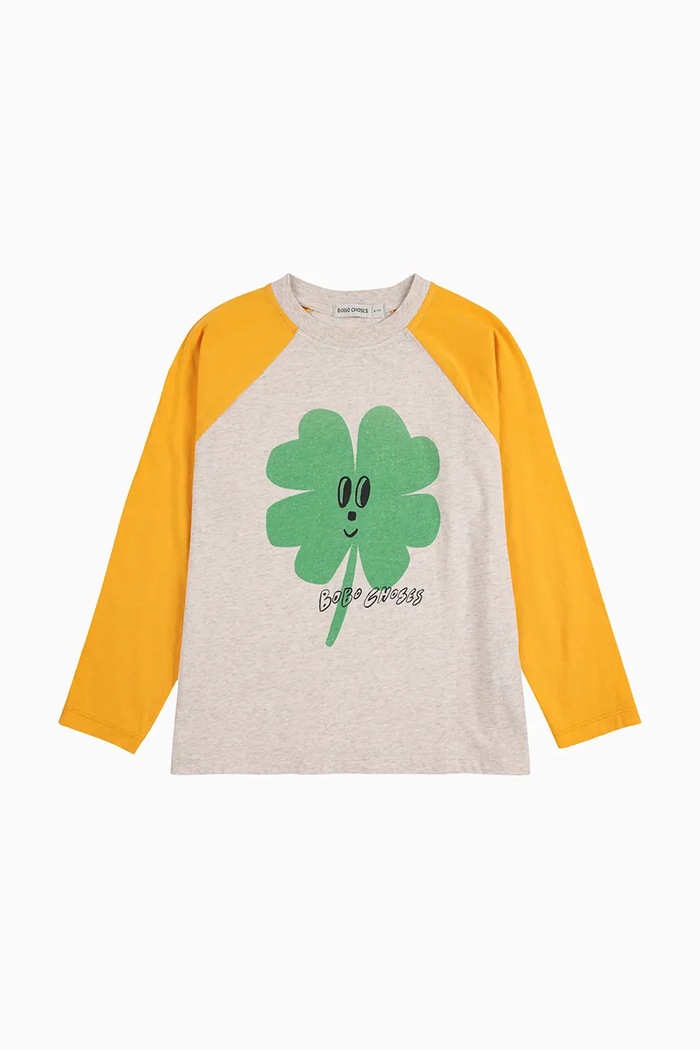 Detské bavlnené tričko s dlhým rukávom Bobo Choses Lucky Clover 225AC018 sivá AW25