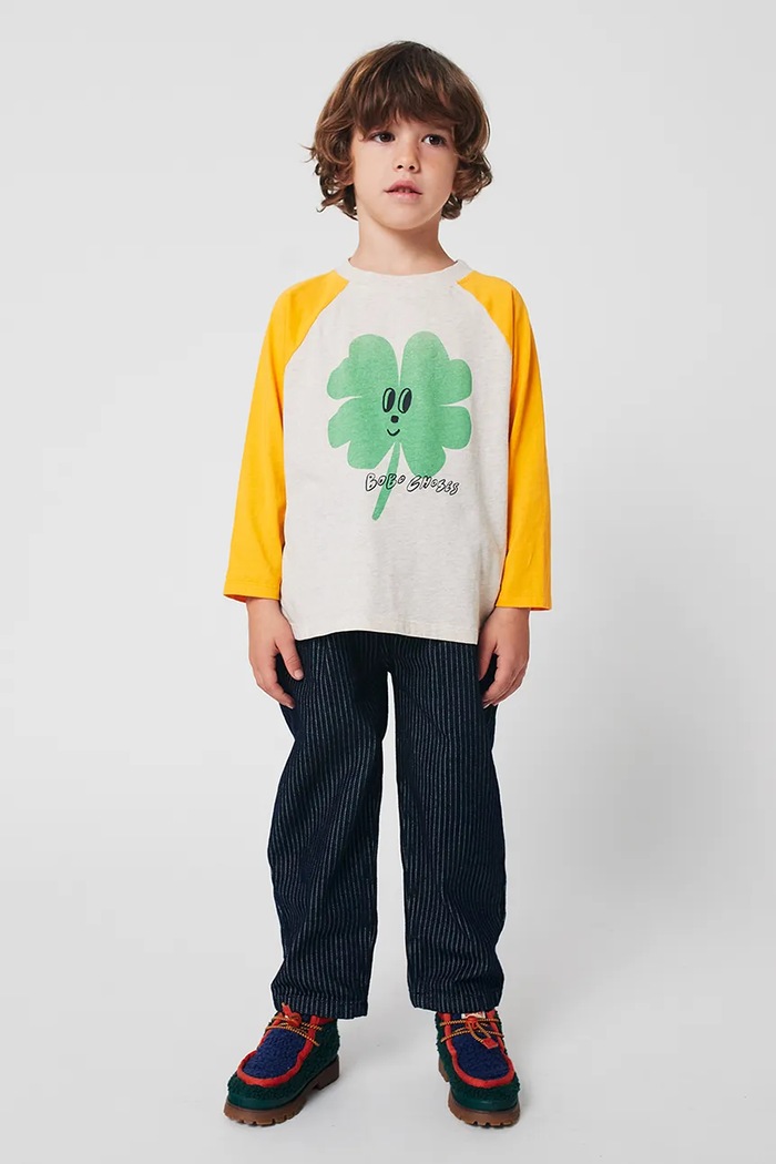 Detské bavlnené tričko s dlhým rukávom Bobo Choses Lucky Clover sivá 225AC018