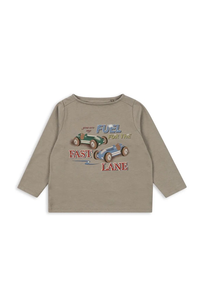 Konges Sløjd longsleeve bawełniany dziecięcy DREY LS TEE GOTS nadruk zielony KS103783.9BYA