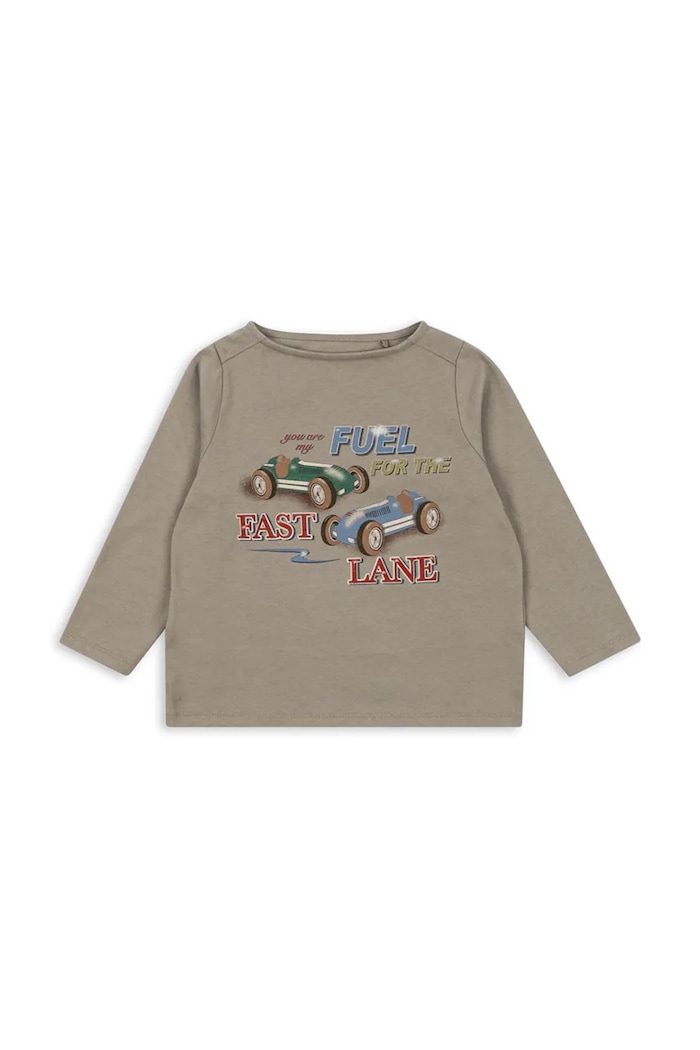 Konges Sløjd longsleeve bawełniany dziecięcy DREY LS TEE GOTS nadruk zielony KS103783.9BYA