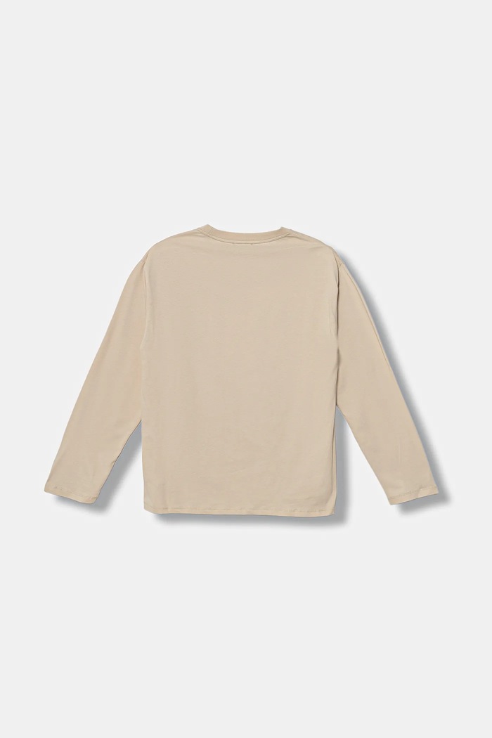 Emporio Armani longsleeve bawełniany dziecięcy EB000725.AF16162 beżowy AW25