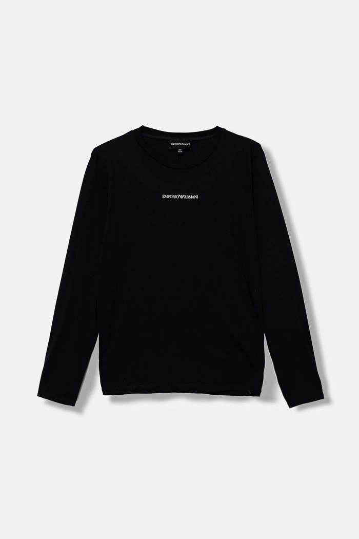 Emporio Armani longsleeve bawełniany dziecięcy nadruk granatowy EB000420.AF15013