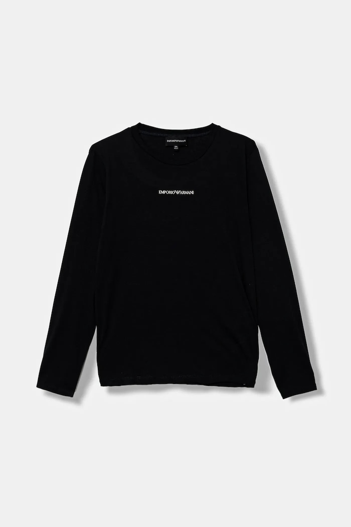 Emporio Armani longsleeve bawełniany dziecięcy nadruk granatowy EB000420.AF15013