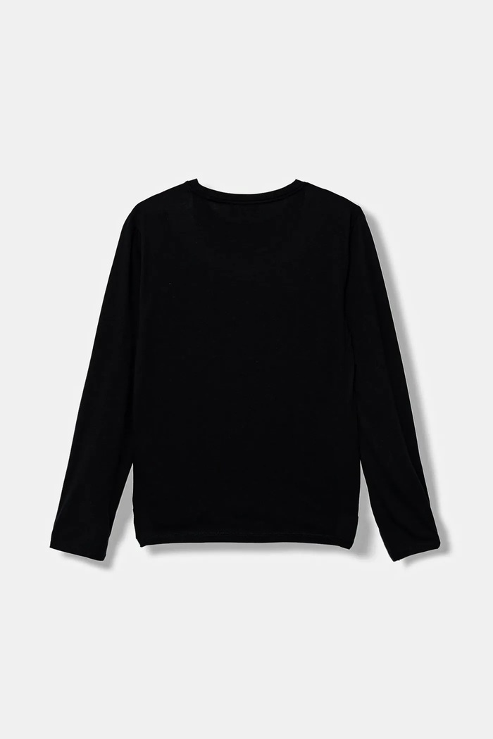 Emporio Armani longsleeve bawełniany dziecięcy EB000420.AF15013 granatowy SS26