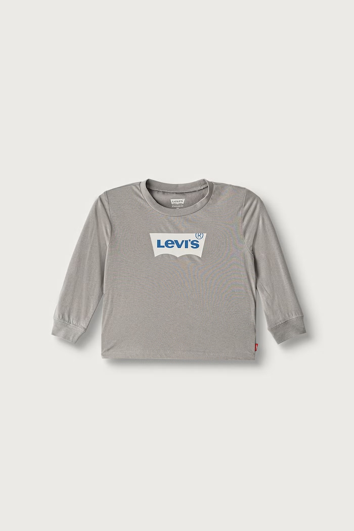 Levi's Longsleeve pentru copii din bumbac L/S BATWING TEE gri 6E8646