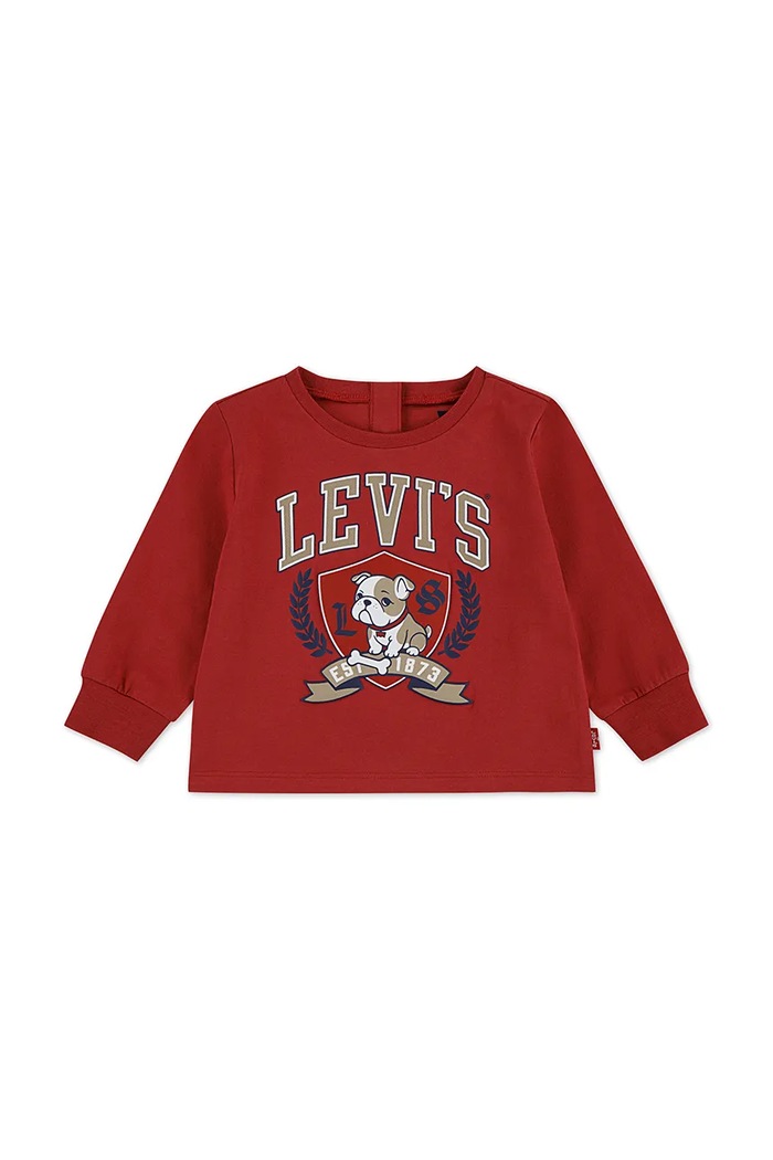 Детска блуза с дълги ръкави Levi's LOGO BULLDOG CREST TEE памук червен 6EP166
