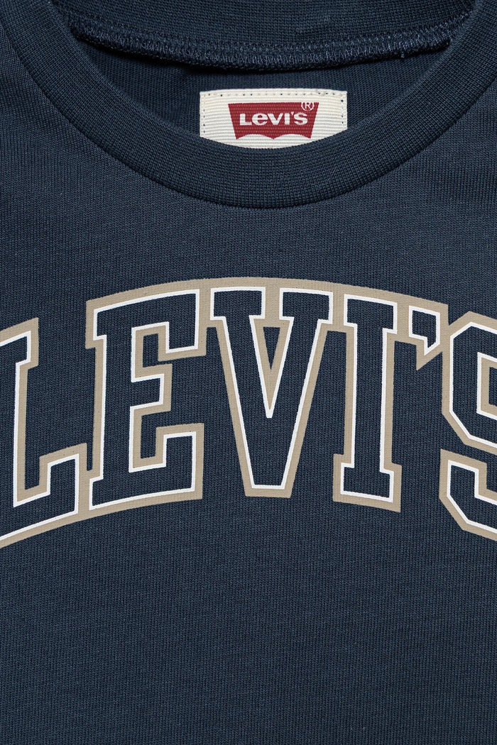 CHLAPEC Dětské bavlněné tričko s dlouhým rukávem Levi's COLLEGIATE LS TEE 6EP410 námořnická modř