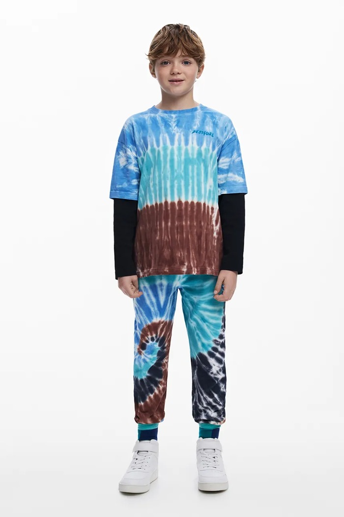 Desigual longsleeve bawełniany dziecięcy 25WBTK16 niebieski