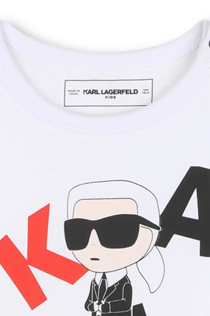 Chlapec Detská bavlnená košeľa s dlhým rukávom Karl Lagerfeld Z30969 biela