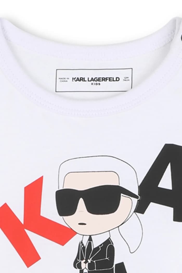 Chlapec Detská bavlnená košeľa s dlhým rukávom Karl Lagerfeld Z30969 biela