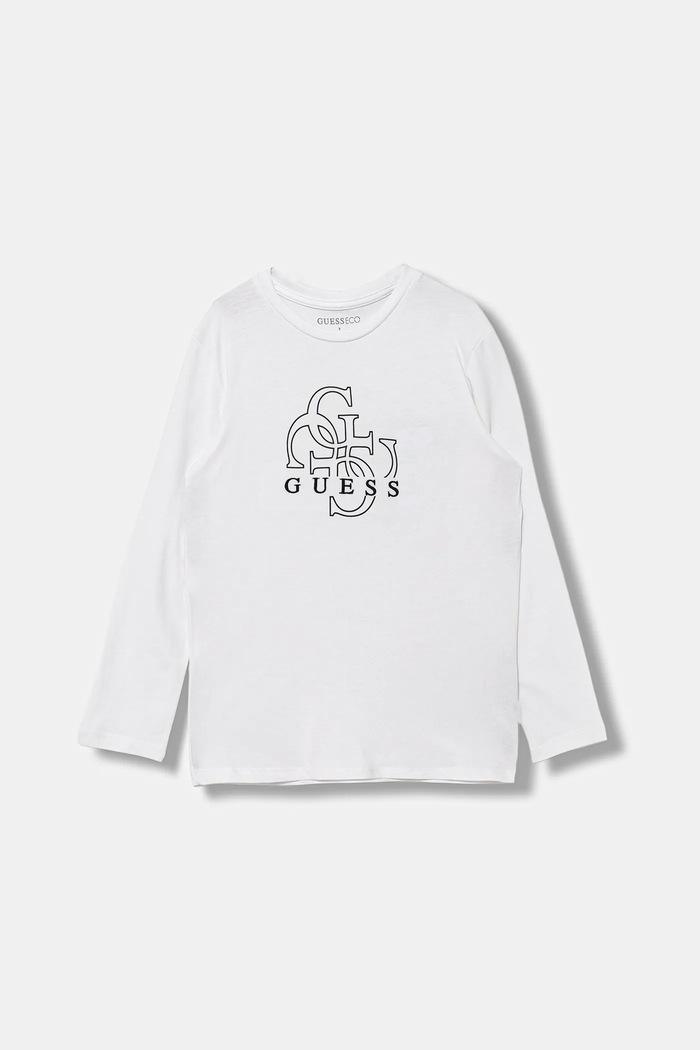 Guess longsleeve bawełniany dziecięcy nadruk biały L5BI39.I3Z14.9BYA