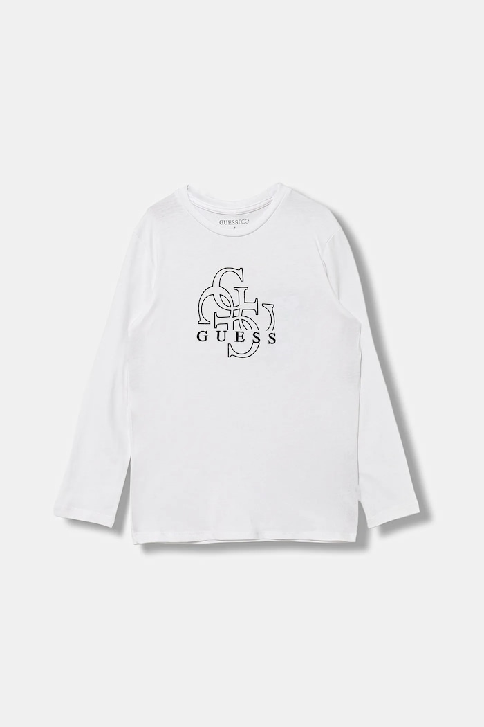 Guess longsleeve bawełniany dziecięcy nadruk biały L5BI39.I3Z14.9BYA