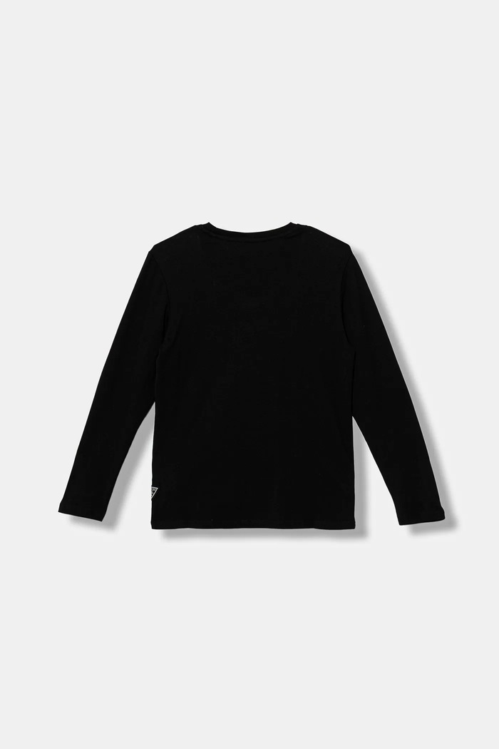 Guess Longsleeve bawełniany dziecięcy L5BI39.I3Z14.9BYA czarny AW25