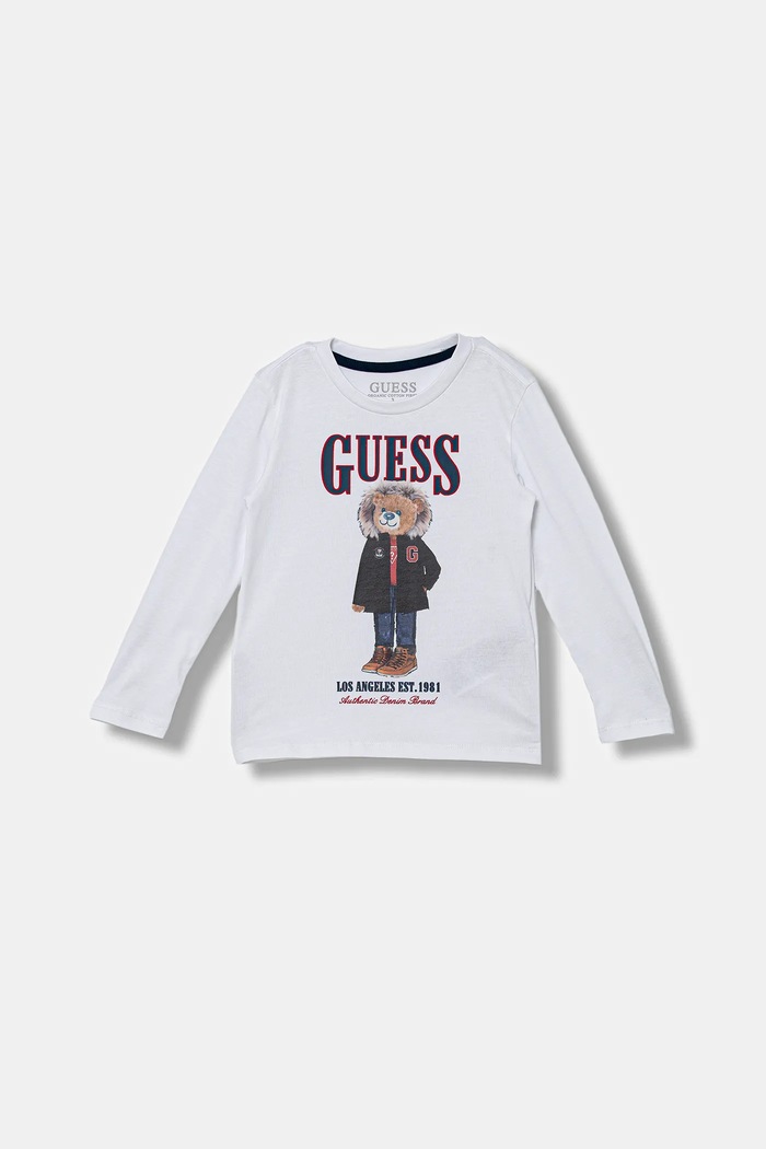 Guess longsleeve din bumbac pentru copii print alb N5BI04.I3Z14.9BYA
