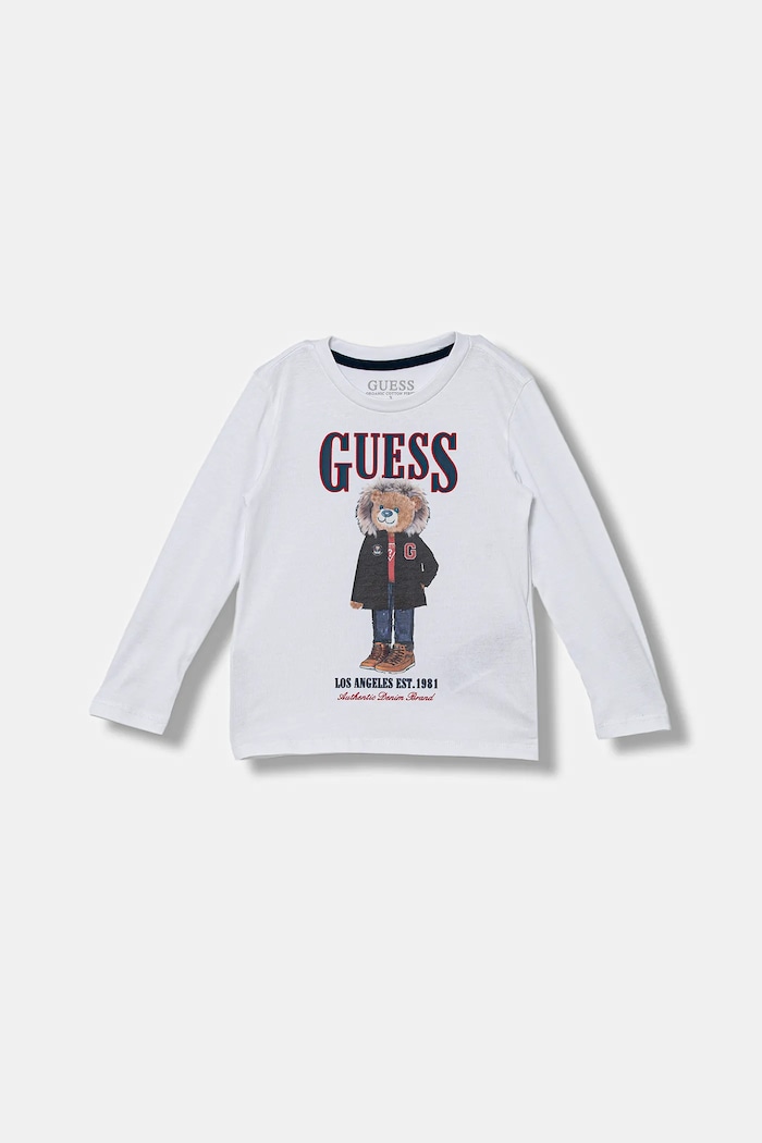 Guess longsleeve din bumbac pentru copii print alb N5BI04.I3Z14.9BYA