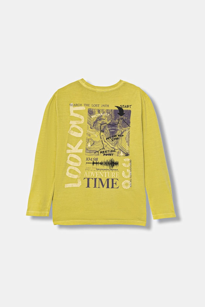 United Colors of Benetton longsleeve bawełniany dziecięcy nadruk zielony 3PCMC10QL.G.seasonal