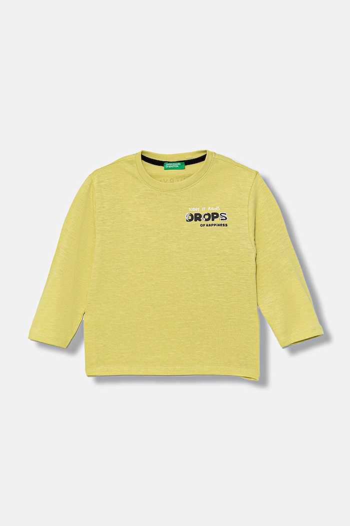 United Colors of Benetton longsleeve bawełniany dziecięcy 3TAMG10KM.P.seasonal zielony AW25
